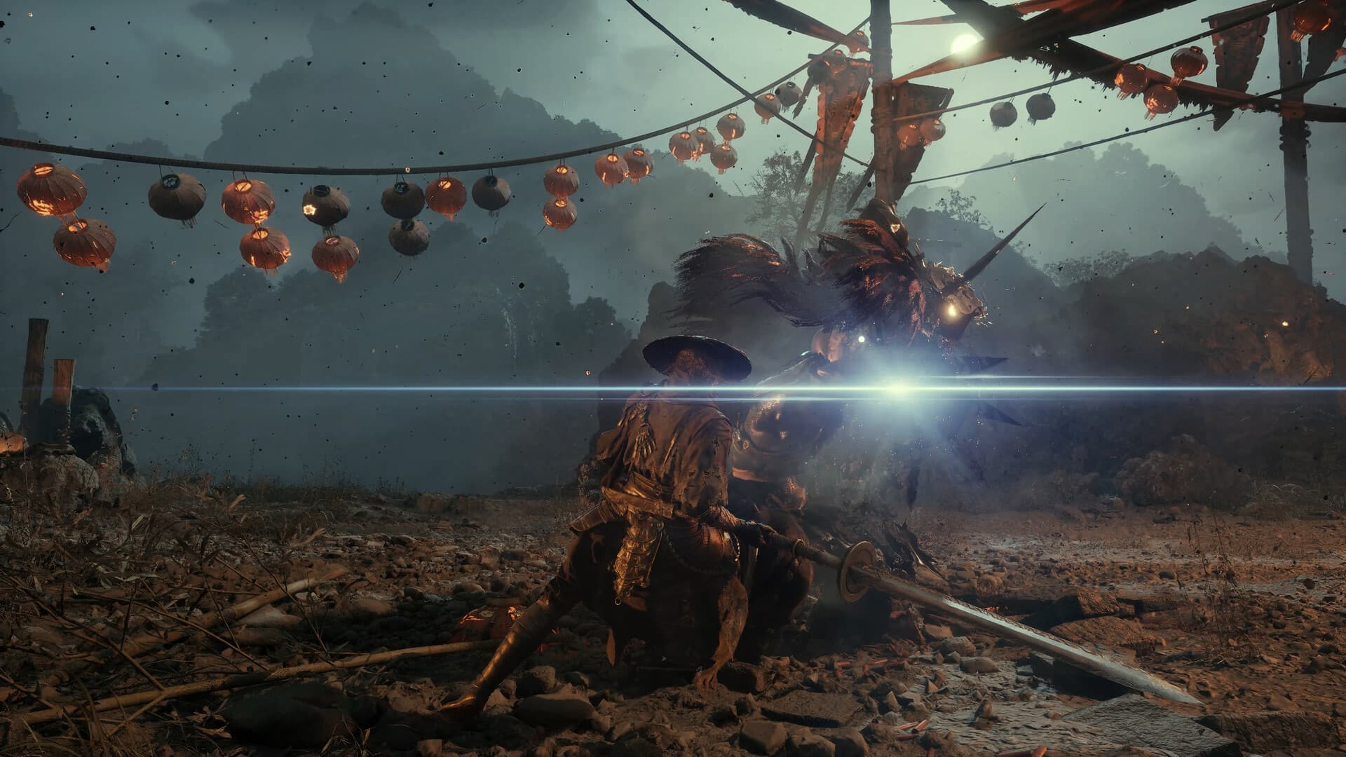 Soul meeting a blade strike during a cinematic battle